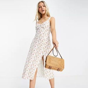 ABERCROMBIE & FITCH WHITE PEACH SPLIT MAXI